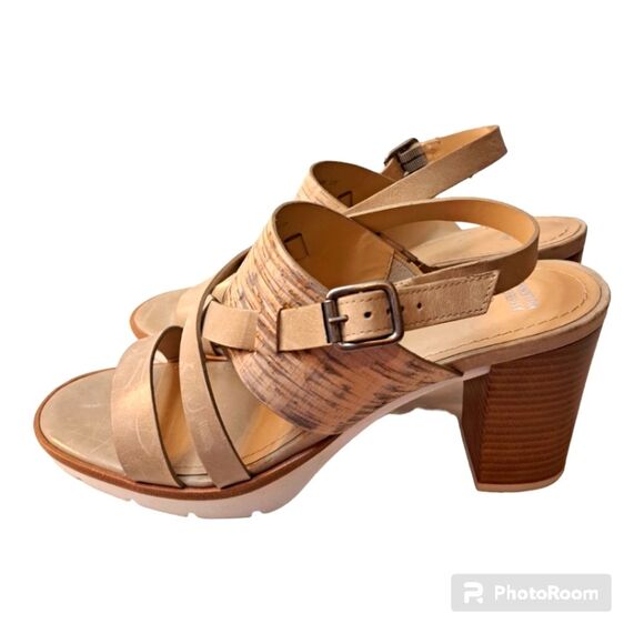 Johnston & Murphy Kayla Multi Bleached Taupe Waxy Leather Hell Sandal Shoe Sz 10 - Picture 1 of 16